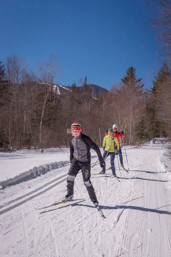 Kid practicing cross-country skiing